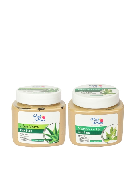 

Pink Plums Paraben Free Aloe Vera & Neem Tulsi Face Pack Combo - 500 ml Each, Beige