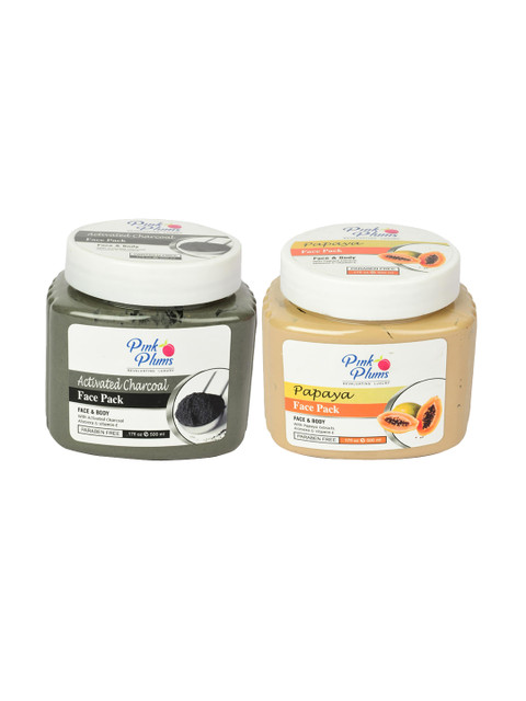 

Pink Plums Paraben Free Activated Charcoal & Papaya Face Pack Combo - 500 ml Each, Black