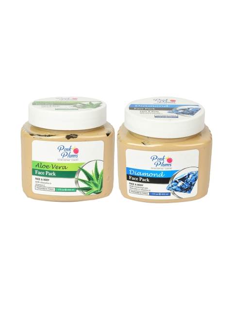 

Pink Plums Paraben Free Aloe Vera & Diamond Face Pack Combo - 500 ml Each, Beige