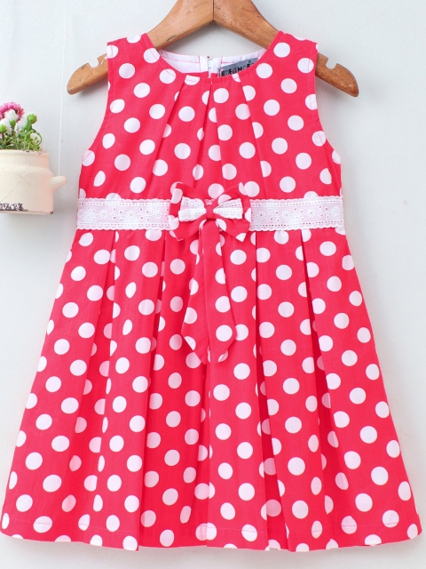 

Enfance Girls Red & White A-Line Dress