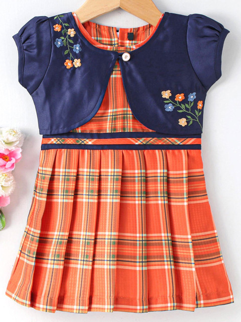 

Enfance Orange Checked Dress