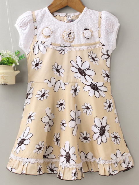 

Enfance Beige Floral A-Line Dress