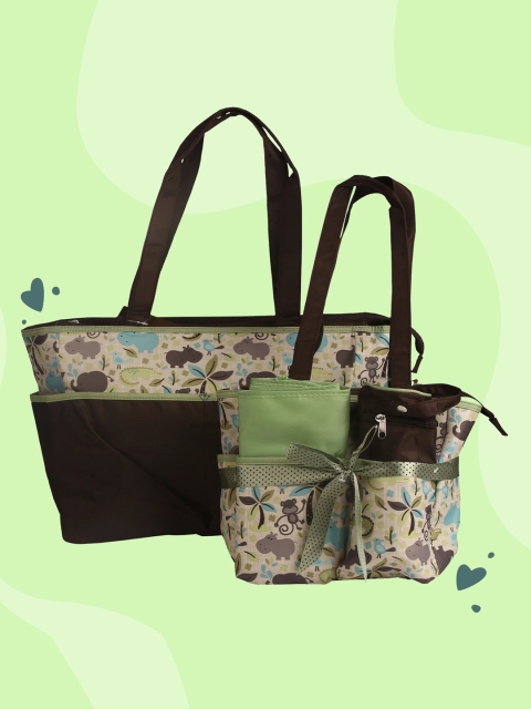 

Baby Moo Kids Green & Black I Love Animals Printed Diaper Bag