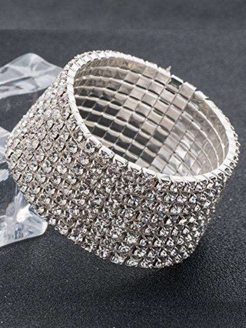 

HOT AND BOLD Women Brass American Diamond Silver Plated Charm Bracelet