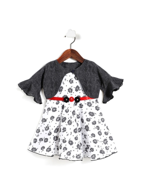 

The Magic Wand Girls White Floral Print Dress With Crop Jacket