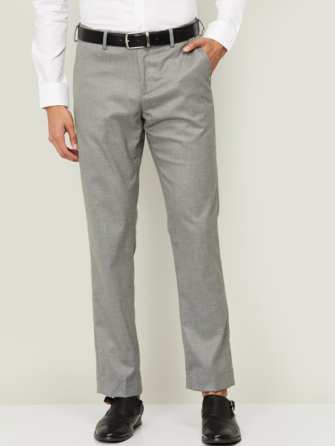 

CODE by Lifestyle Men Grey Textured Trousers