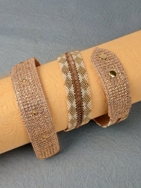 

D'oro Women Gold-Toned & White Pearls Embellished Ethnic Belt