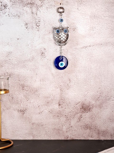 

THE WHITE INK DECOR Blue & Silver Toned Evil Eye Charm Wall Decor