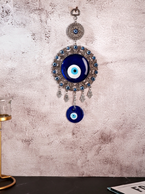 

THE WHITE INK DECOR Blue & Silver Toned Evil Eye Charm Wall Decor