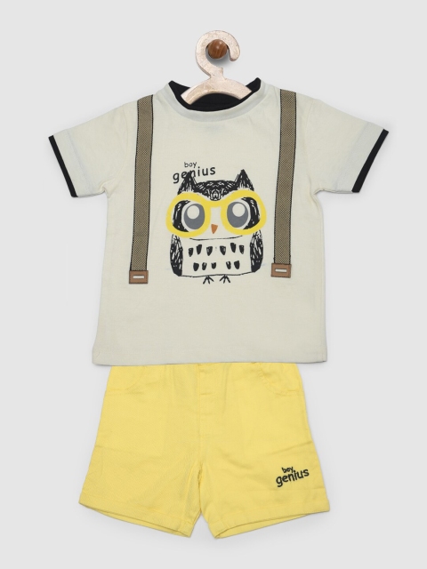 

YK Boys Lime Green & Off White Printed T-shirt with Shorts