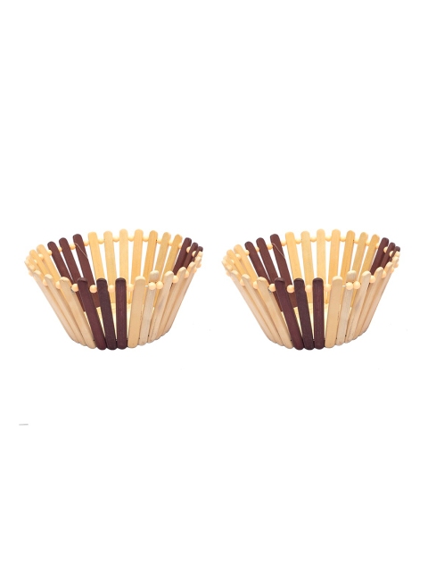 

MARKET99 Set Of 2 Beige Solid Bamboo Basket