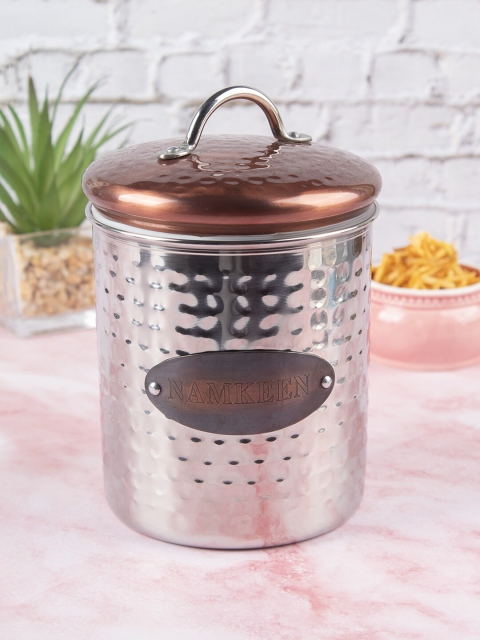 

MARKET99 Silver-Toned & Copper-Toned Solid Food Storage Jar