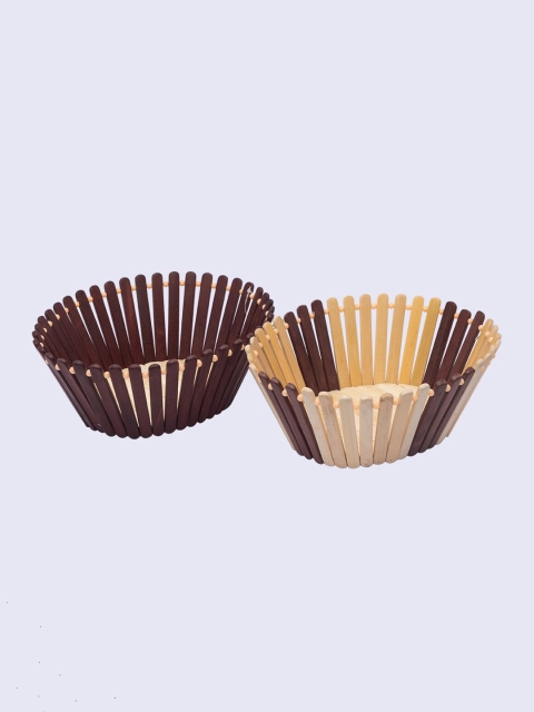 

MARKET99 Set of 2 Beige & Brown Bamboo Basket