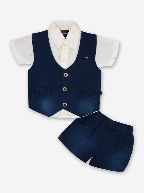 

Little County Infant Navy Blue Pure Cotton Waistcoat With Shirt