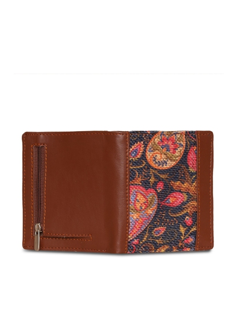 

ZOUK Unisex Black & Pink Floral Printed Two Fold Wallet