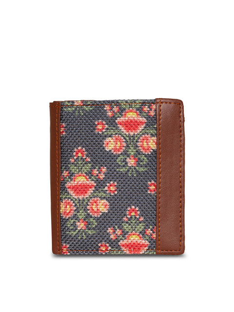 

ZOUK Unisex Navy Blue & Red Textured Two Fold Wallet