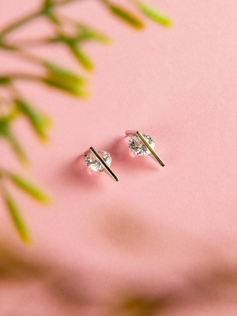 

Ishhaara Silver-Toned Solitaire Studs