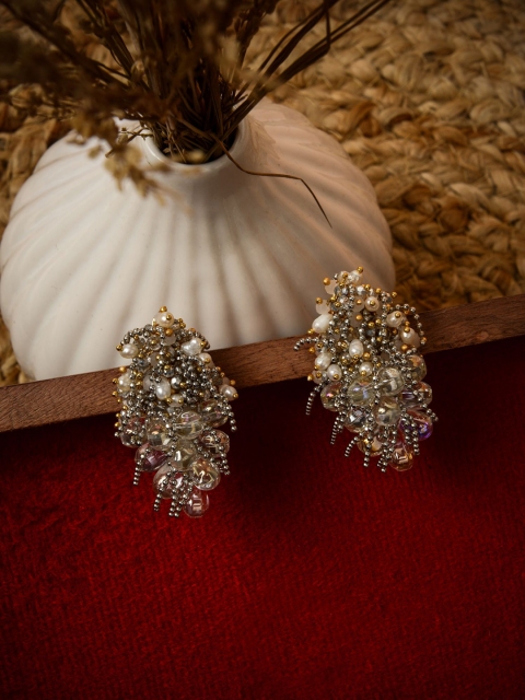 

D'oro White, Gold & Silver-Toned Contemporary Studs Earrings
