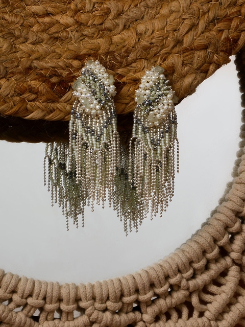 

D'oro Silver-Toned Contemporary Drop Earrings
