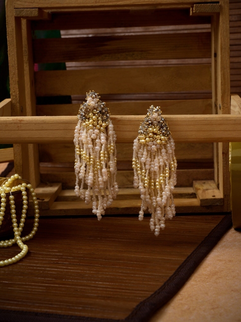 

D'oro Peach-Coloured Contemporary Gold Plated Drop Earrings