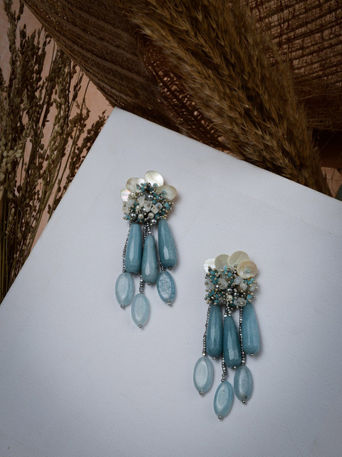 

D'oro Blue Contemporary Drop Earrings