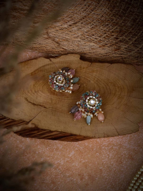 

D'oro Blue, White & Pink Contemporary Studs Earrings