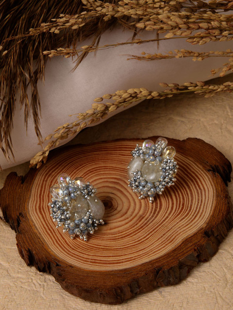 

D'oro Silver-Toned Contemporary Studs Earrings