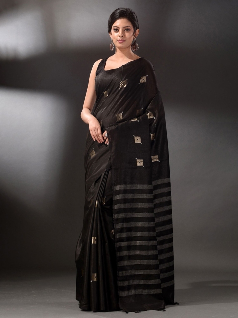 

Arhi Black & Gold-Toned Printed Silk Blend Saree