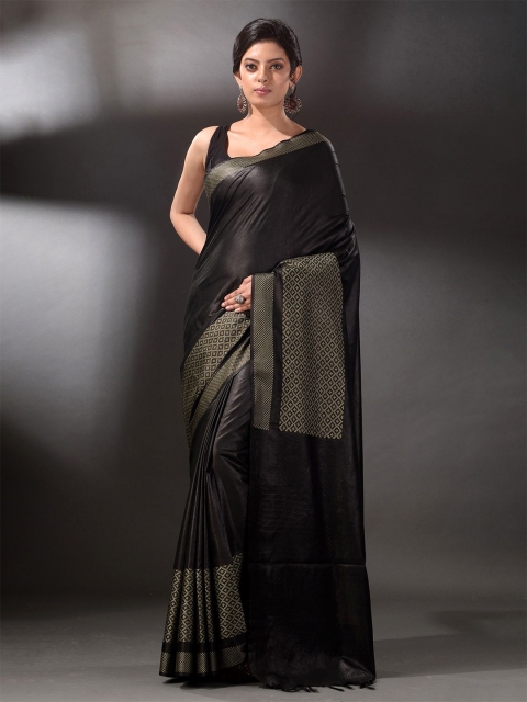 

Arhi Black & Gold-Toned Silk Blend Saree