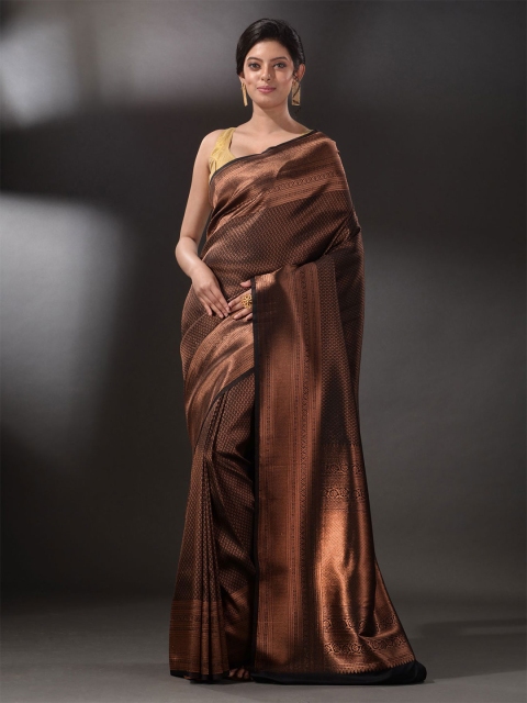 

Arhi Copper-Toned & Black Woven Design Silk Zari Brocade Saree
