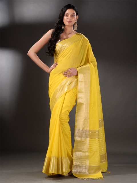 

Arhi Yellow & Gold-Toned Woven Design Silk Blend Saree