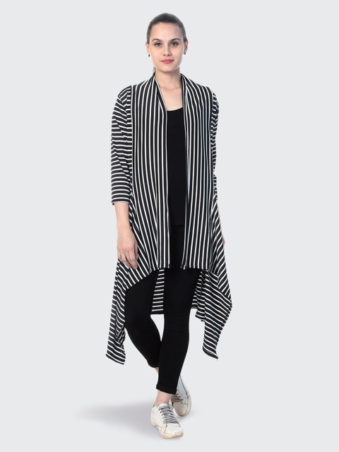

BUY NEW TREND Black & White Striped Longline Shrug