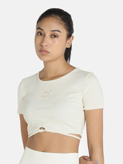 

Puma Beige Ribbed Bralette Crop Top