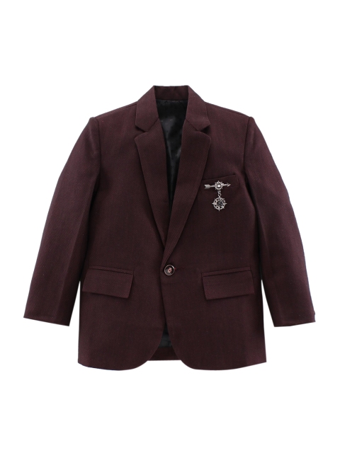 

Dapper dudes Boys Maroon Solid Single Breasted Blazer