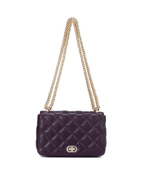 

Da Milano Purple Leather Structured Sling Bag