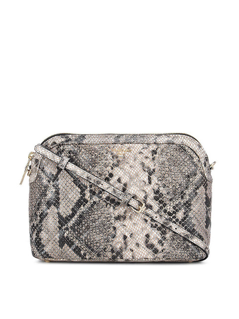 

Da Milano Grey Animal Printed Leather Structured Sling Bag