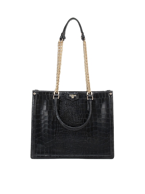 

Da Milano Women Black Textured Leather Oversized Structured Shoulder Bag