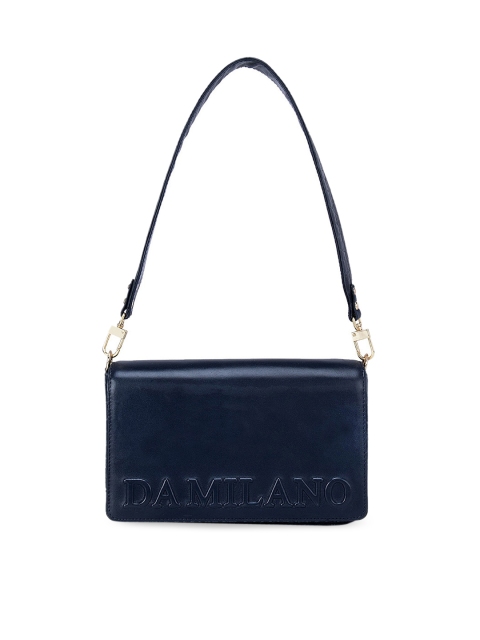 

Da Milano Navy Blue Textured Leather Structured Shoulder Bag