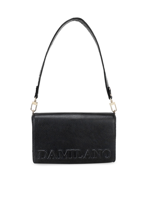 

Da Milano Black Textured Leather Structured Shoulder Bag