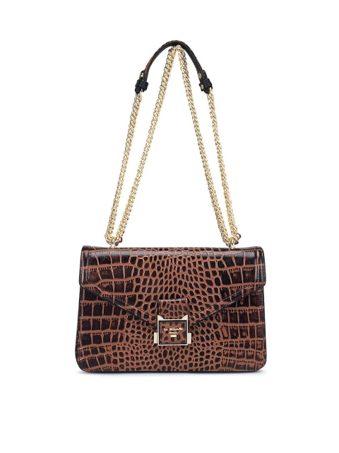 

Da Milano Brown Textured Leather Structured Shoulder Bag