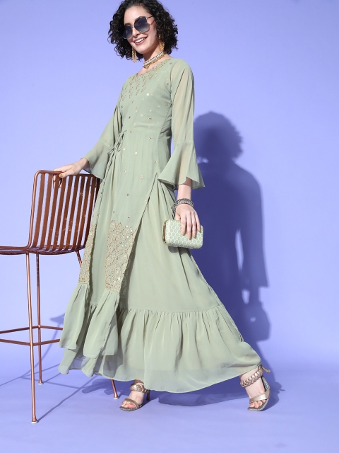 

ZOLA Women Beautiful Grey Georgette Bling it On Kurta