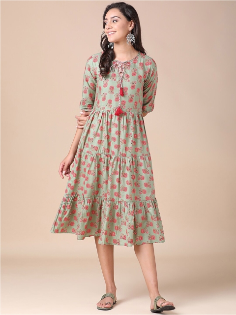 

J Turritopsis Green Floral Midi Dress