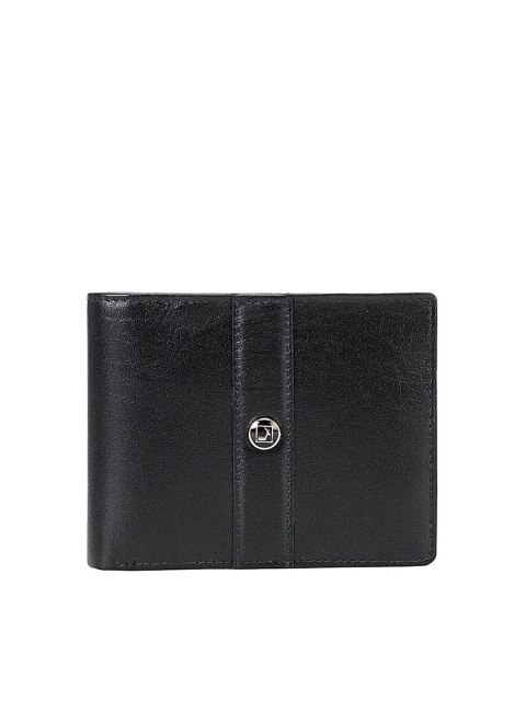 

Da Milano Men Black Textured Leather Two Fold Wallet