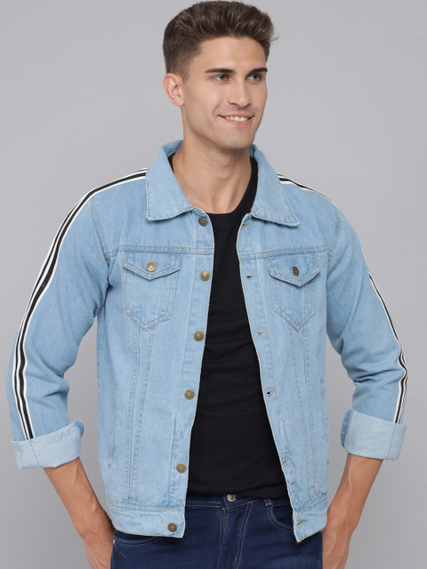 

FurryFlair Men Blue Washed Denim Jacket with Embroidered