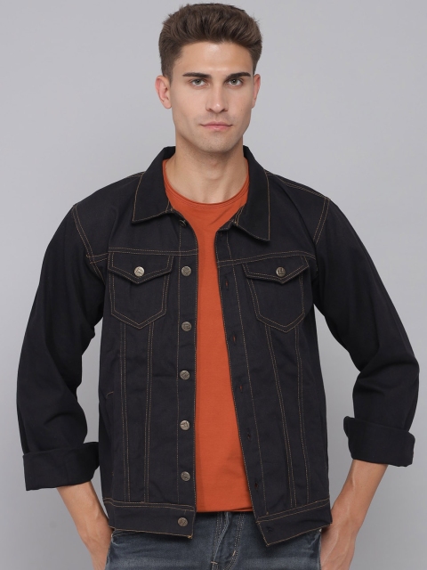 

FurryFlair Men Black Solid Denim Jacket