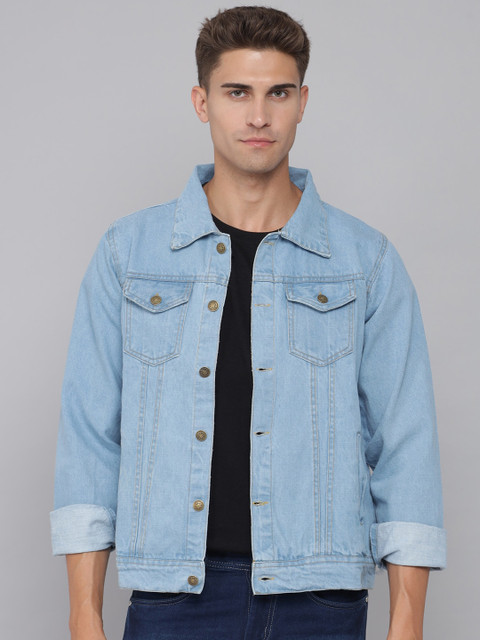 

FurryFlair Men Blue Washed Crop Denim Jacket