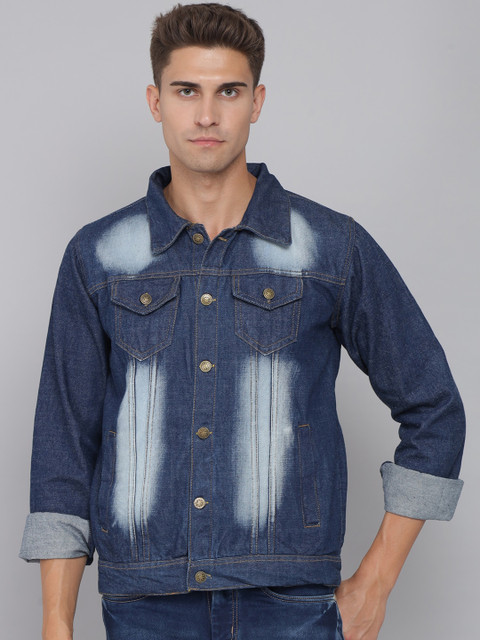 

FurryFlair Men Blue Washed Denim Jacket