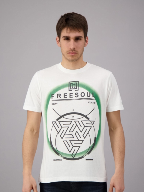 

FREESOUL Men White Printed T-shirt