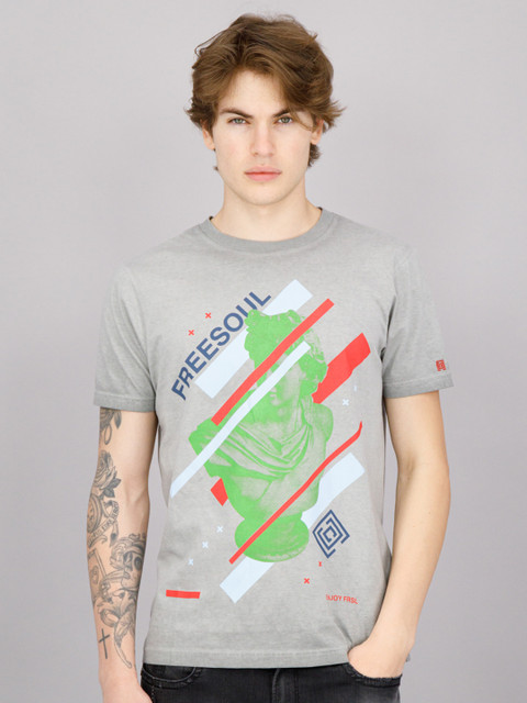 

FREESOUL Men Black Printed T-shirt