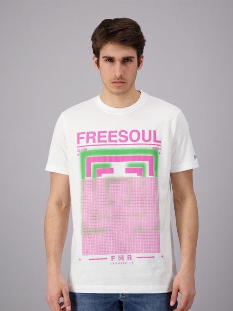 

FREESOUL Men White Printed Cotton T-shirt